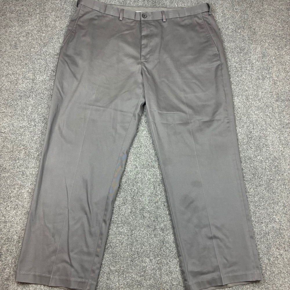 Haggar Premium No Iron Khaki Pants Mens Size 42x30 Gray Classic Fit Twill